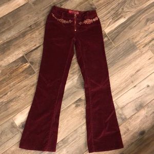 Burgundy Flare Bottom Corduroy Pants